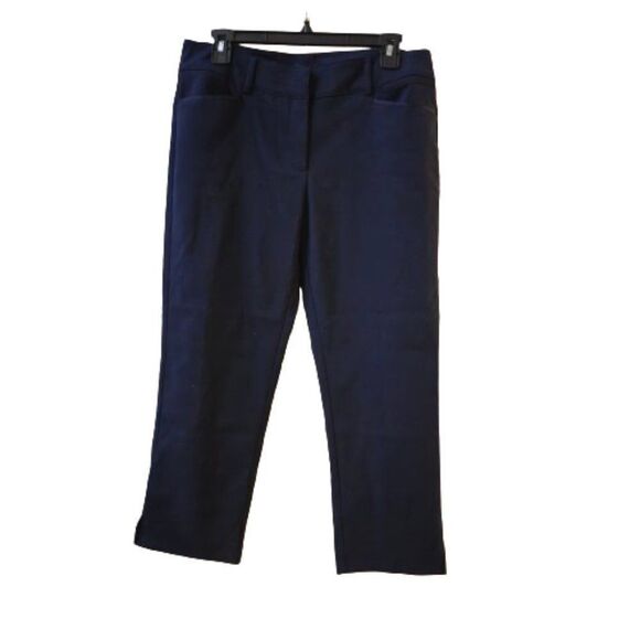 7th Avenue Design Studio Pants - 7th Avenue Design Studio Women's Navy Blue Stretch Dress Pants Size 8